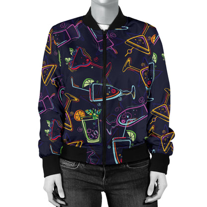Cocktail Pattern Print Design 04 Women's Bomber Jacket