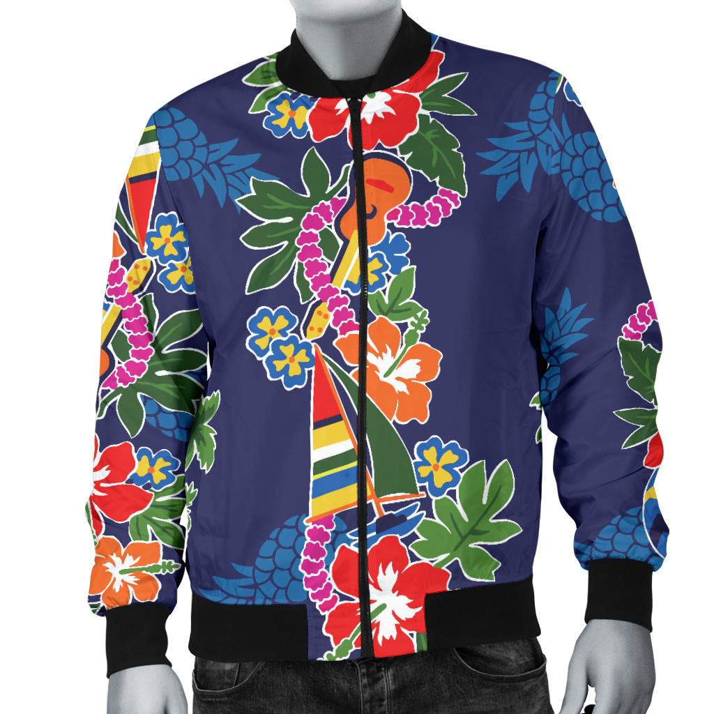 Hawaiian Themed Pattern Print Design H04 Men Bomber Jacket