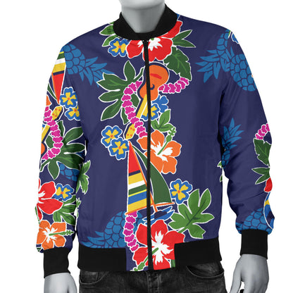 Hawaiian Themed Pattern Print Design H04 Men Bomber Jacket