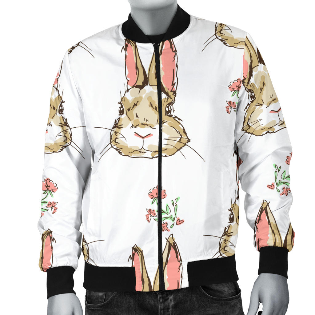 Rabbit Pattern Print Design RB09 Men Bomber Jacket
