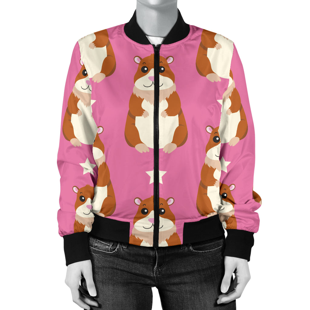 Hamster Cute Pattern Print Design 02 Women's Bomber Jacket
