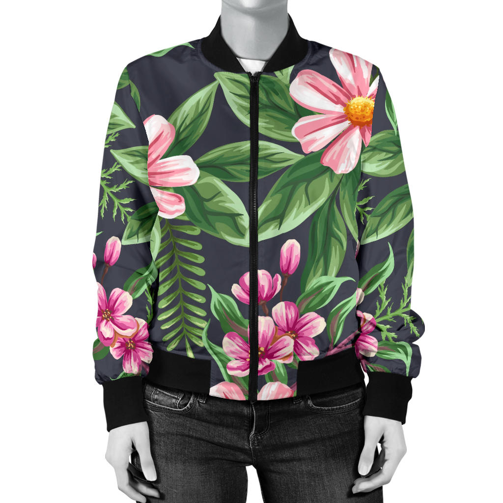 Summer Floral Pattern Print Design SF010 Women Bomber Jacket