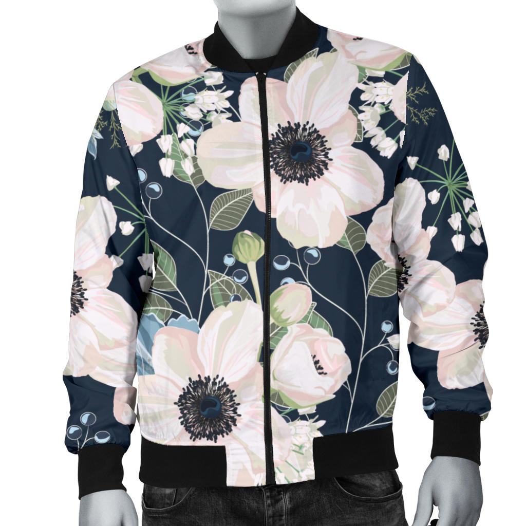 Anemone Pattern Print Design AM02 Men Bomber Jacket