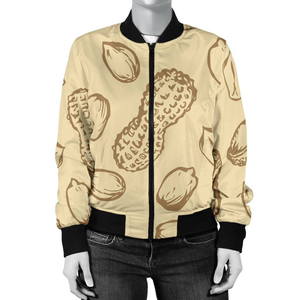 Peanut Pattern Print Design A02 Women's Bomber Jacket