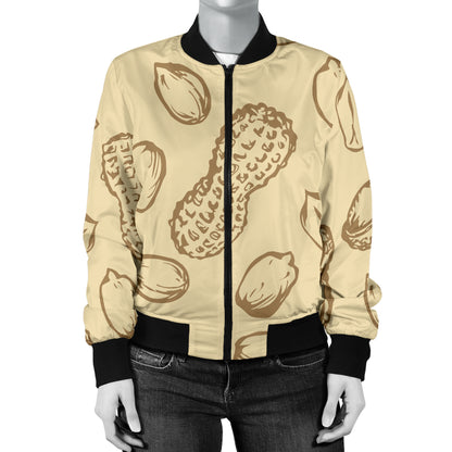 Peanut Pattern Print Design A02 Women's Bomber Jacket