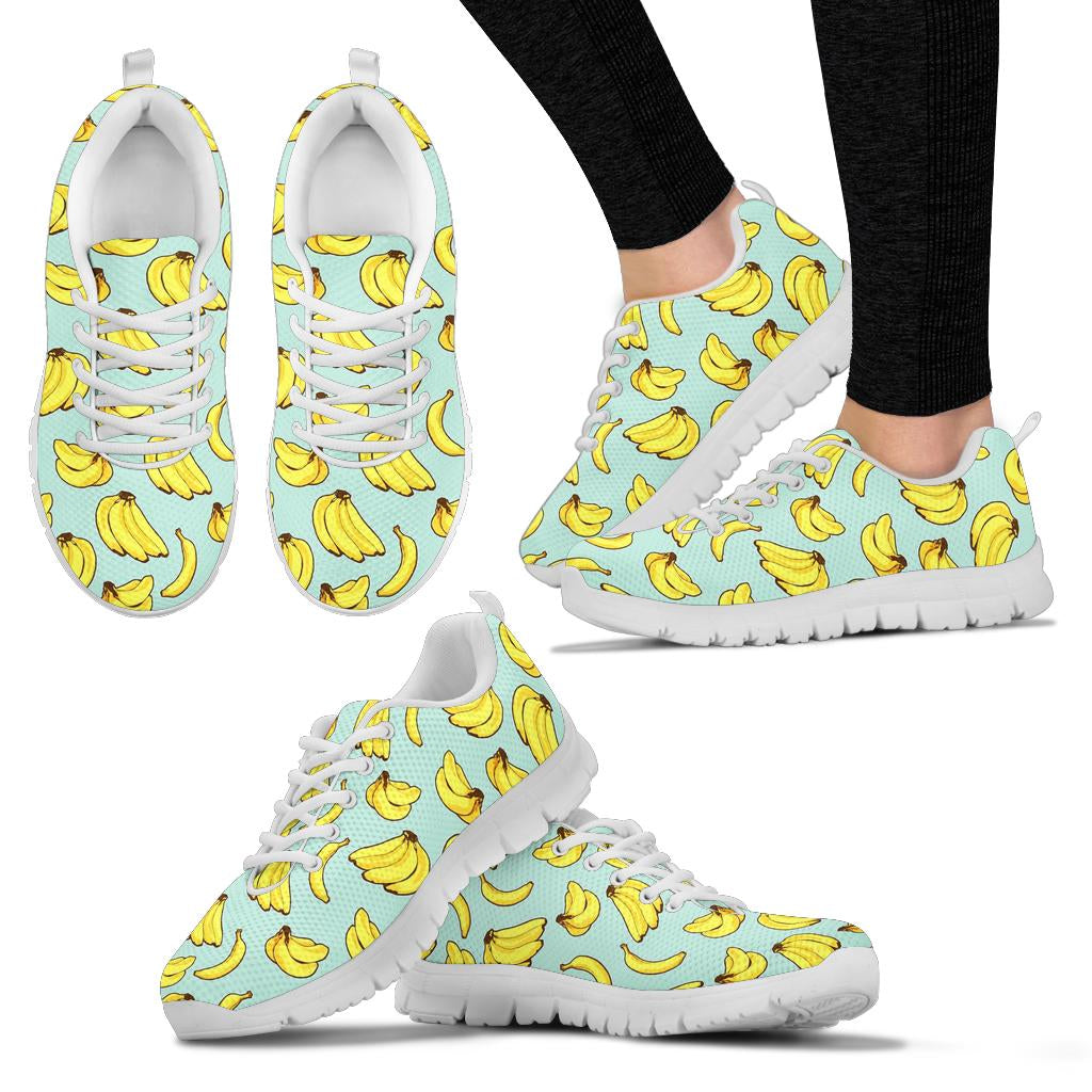 Banana Pattern Print Design BA04 Sneakers White Bottom Shoes