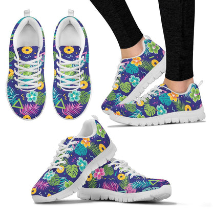 Hawaiian Themed Pattern Print Design H014 Sneakers White Bottom Shoes