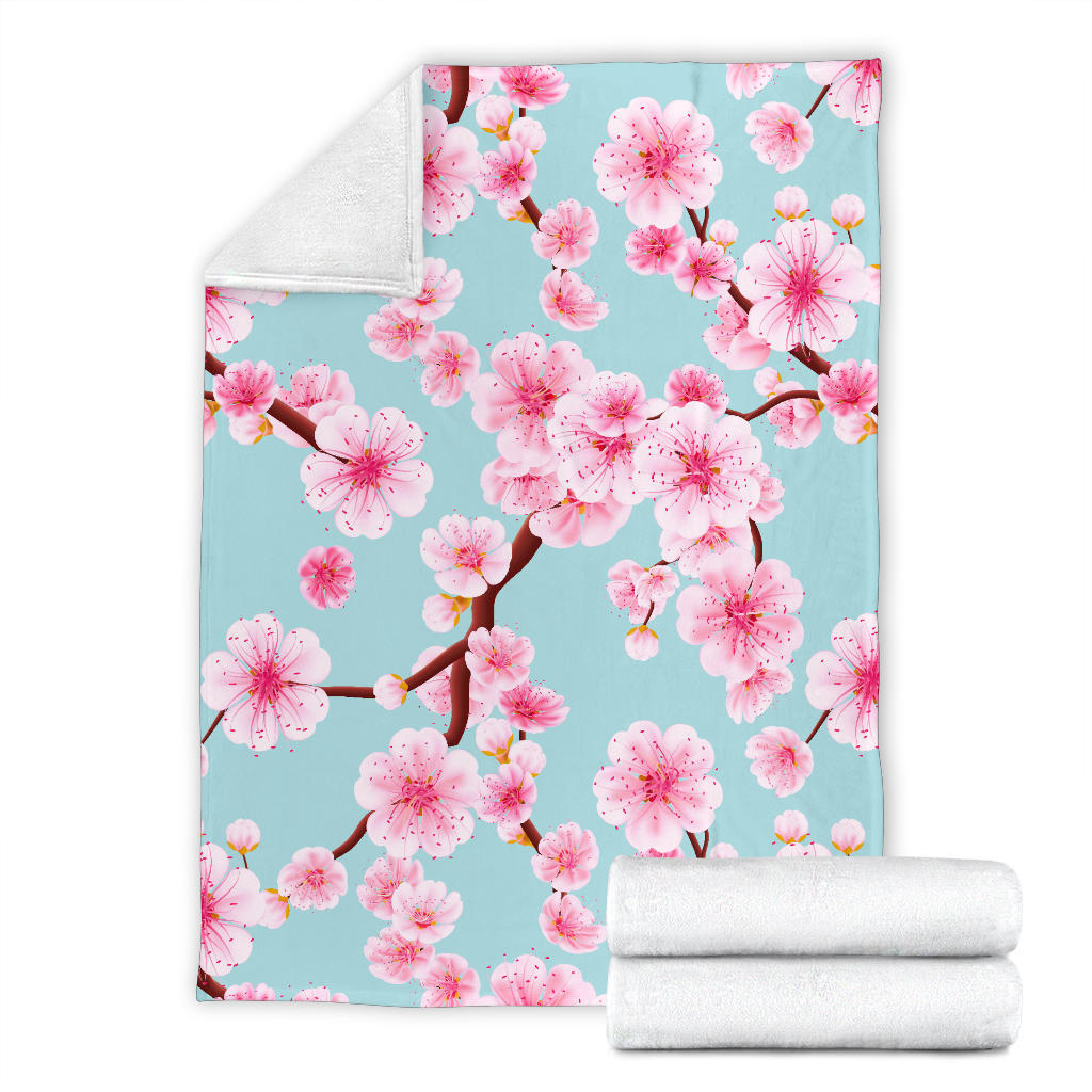 Cherry Blossom Pattern Print Design CB04 Fleece Blanket