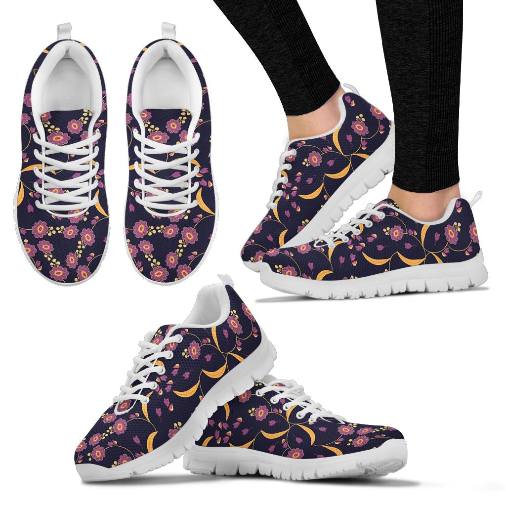 Anemone Pattern Print Design AM012 Sneakers White Bottom Shoes