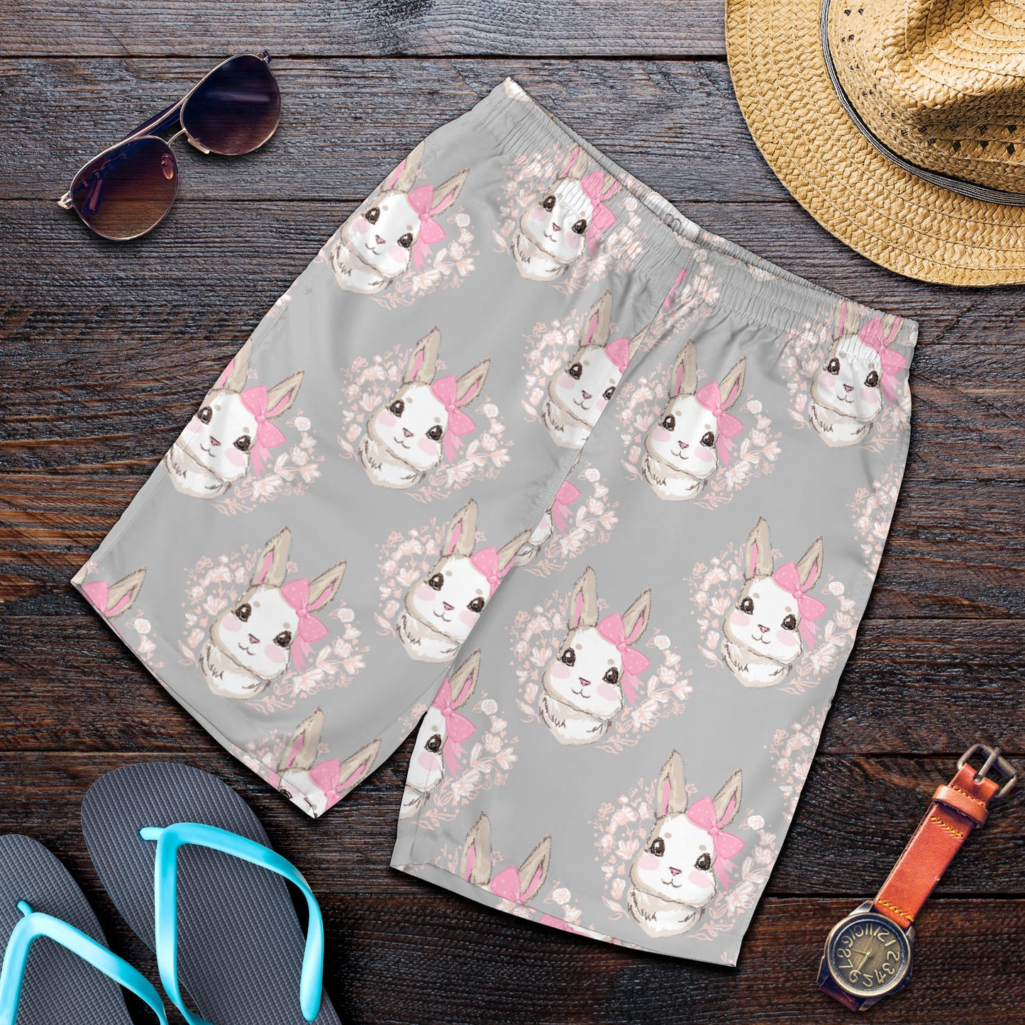 Rabbit Pattern Print Design RB07 Mens Shorts