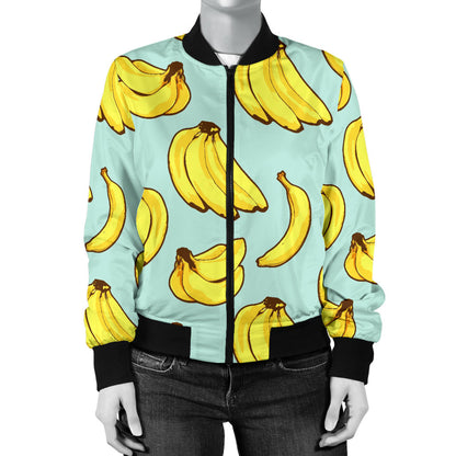 Banana Pattern Print Design BA04 Women Bomber Jacket