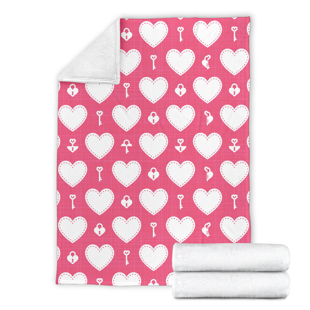 Heart Key Pattern Print Design HE09 Fleece Blanket