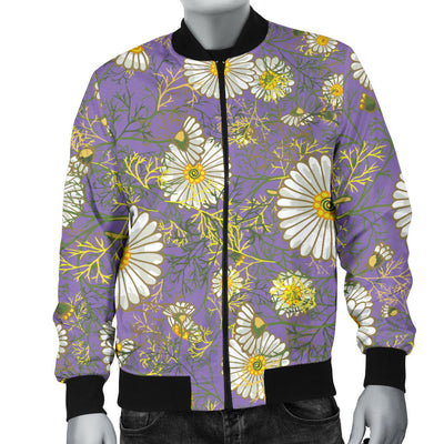 Daisy Pattern Print Design DS011 Men Bomber Jacket