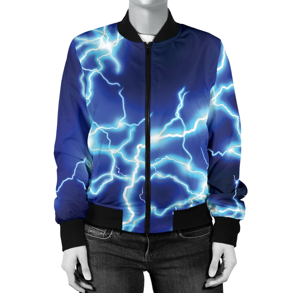 Lightning Thunder Pattern Print Design 04 Women's Bomber Jacket