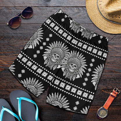 Native American Indian Skull Mens Shorts