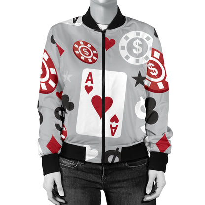 Casino Pattern Print Design 01 Women's Bomber Jacket