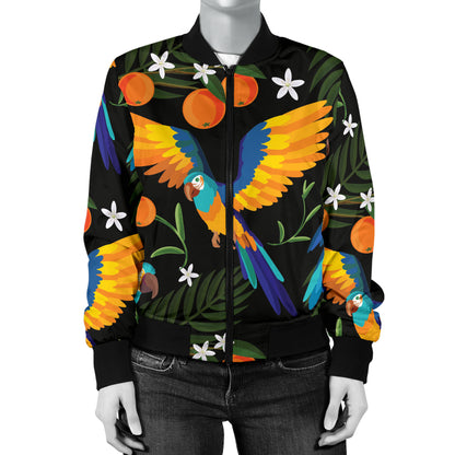Macaw Pattern Print Design 03 Women's Bomber Jacket