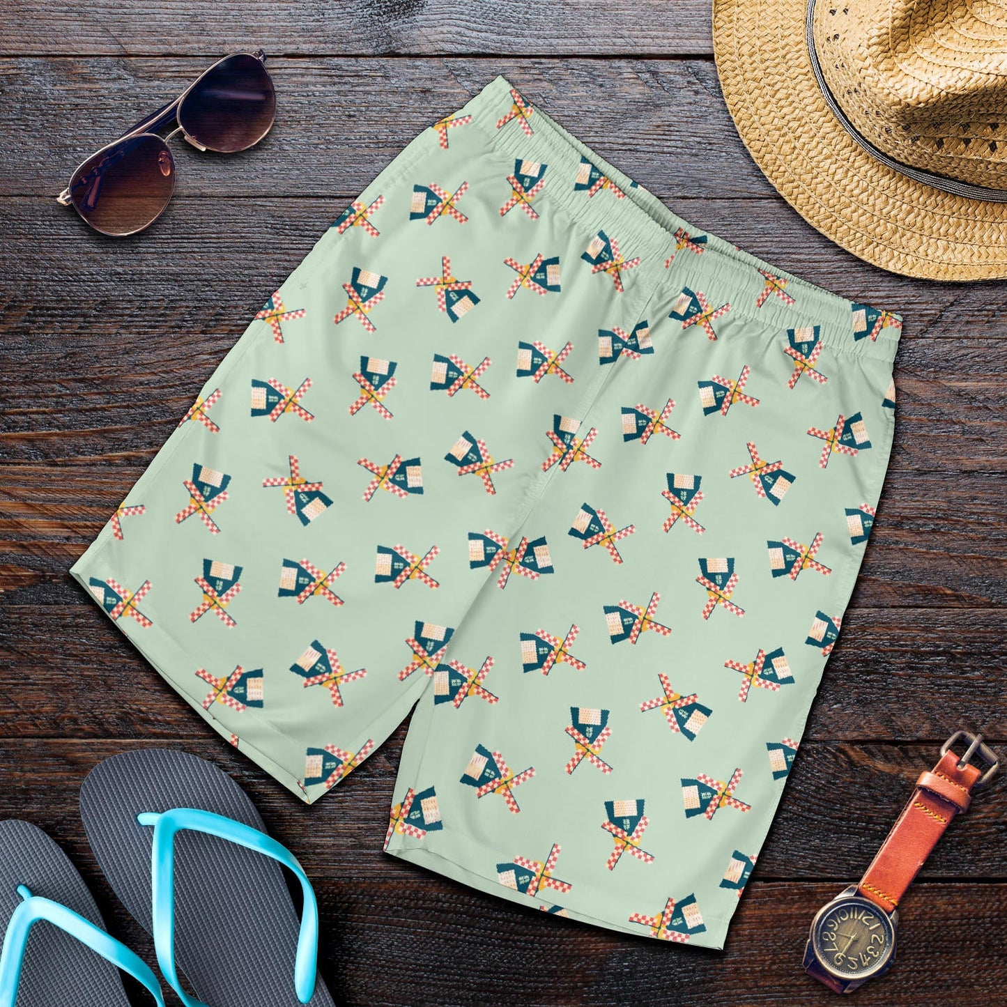 Windmill Pattern Print Design 02 Mens Shorts