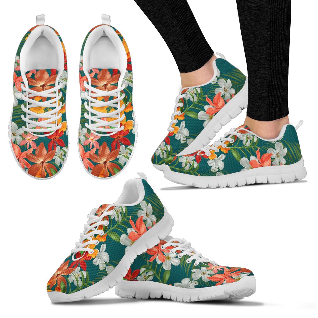 Amaryllis Pattern Print Design AL06 Sneakers White Bottom Shoes