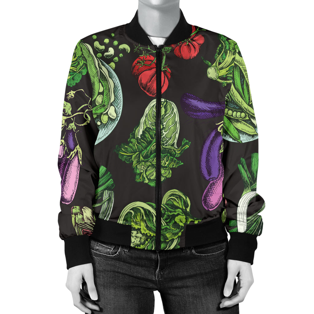 Lettuce Pattern Print Design 01 Women's Bomber Jacket