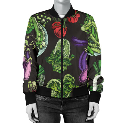 Lettuce Pattern Print Design 01 Women's Bomber Jacket