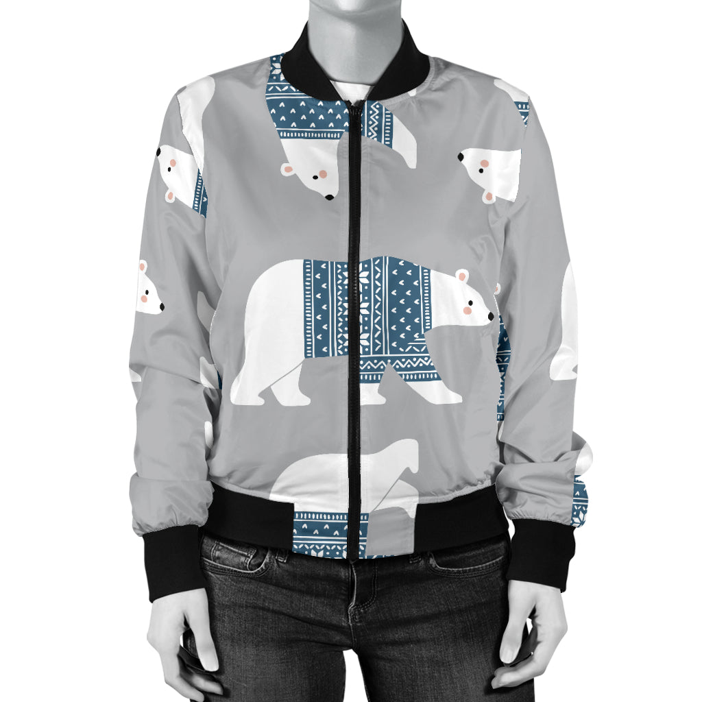 Polar Bear Pattern Print Design A03 Women's Bomber Jacket