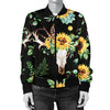 Sunflower Pattern Print Design SF08 Women Bomber Jacket