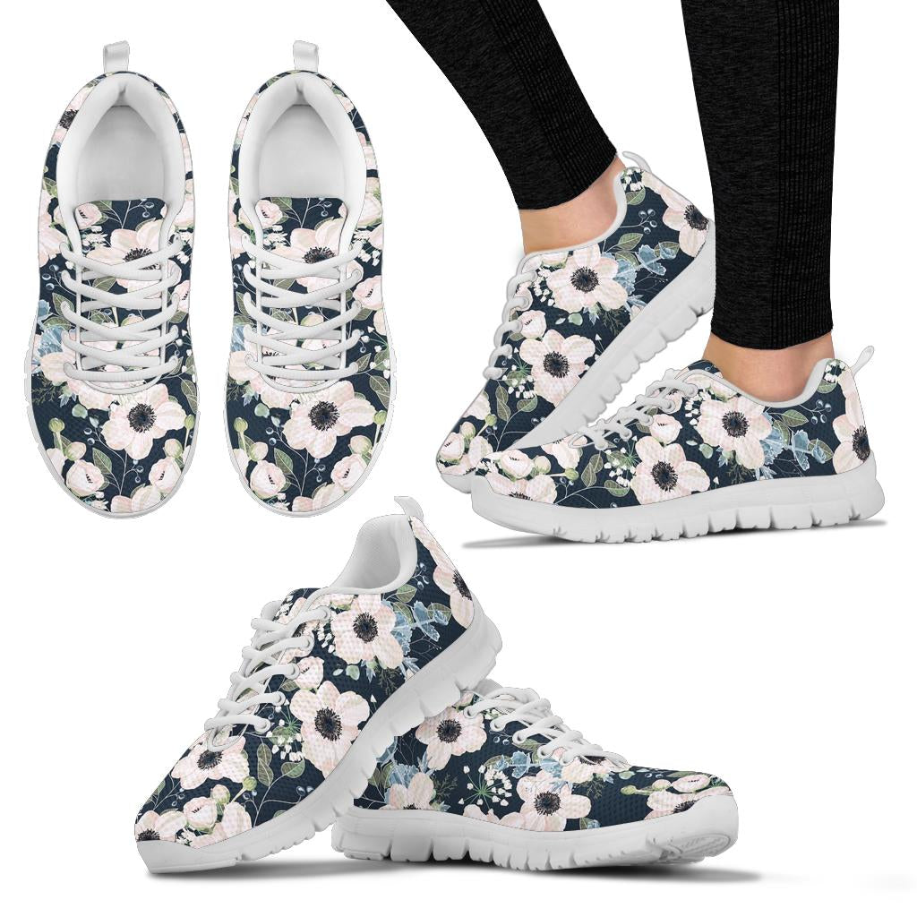 Anemone Pattern Print Design AM02 Sneakers White Bottom Shoes