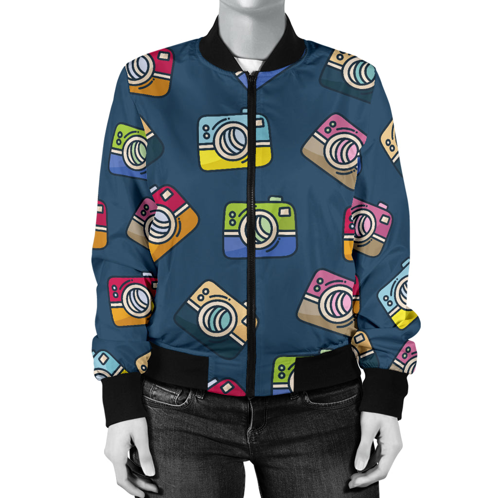 Camera Pattern Print Design 03 Women's Bomber Jacket