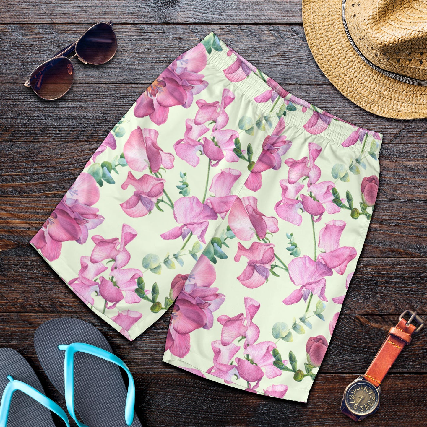 Peony Pattern Print Design PE011 Mens Shorts