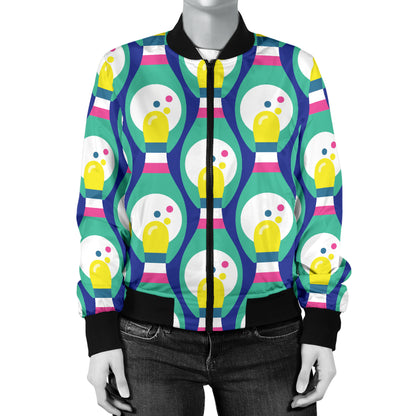 Bowling Pattern Print Design 04 Women's Bomber Jacket