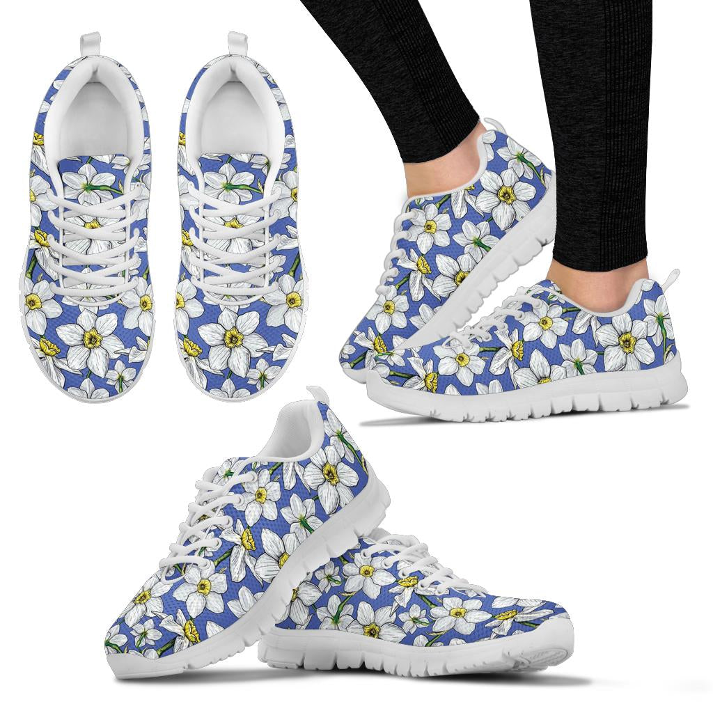 Daffodils Pattern Print Design DF08 Sneakers White Bottom Shoes