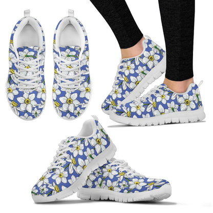Daffodils Pattern Print Design DF08 Sneakers White Bottom Shoes
