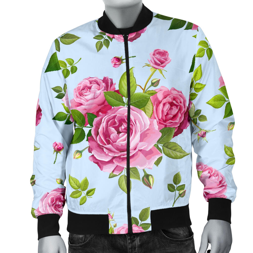 Rose Pink Pattern Print Design RO08 Men Bomber Jacket