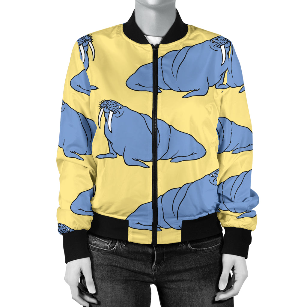 Walrus Pattern Print Design 02 Women's Bomber Jacket