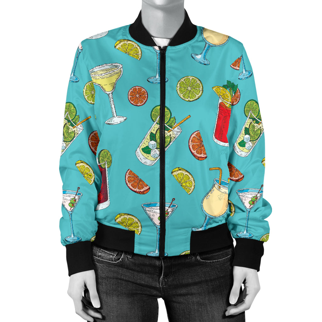 Cocktail Pattern Print Design 05 Women's Bomber Jacket