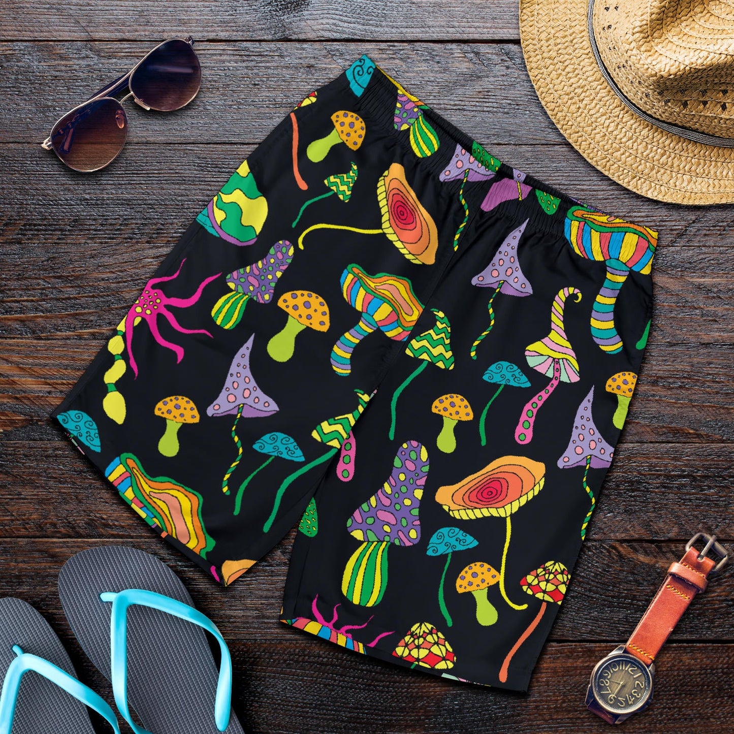 Psychedelic Mushroom Pattern Print Design A02 Mens Shorts
