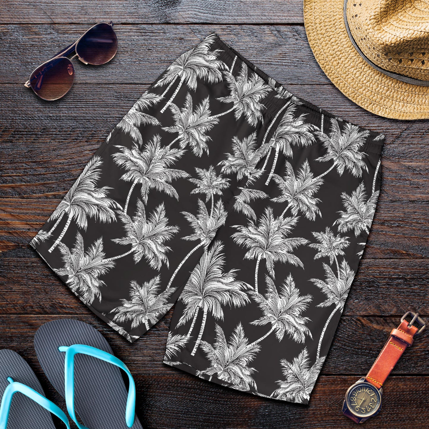 Palm Tree Pattern Print Design PT03 Mens Shorts