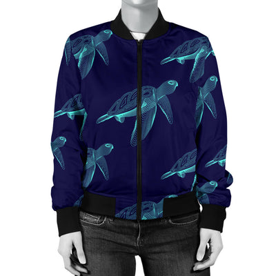 Sea Turtle Pattern Print Design T04 Women Bomber Jacket