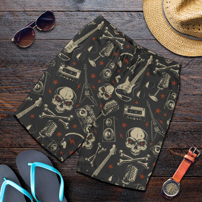 Rock and Roll Skull Pattern Print Design A03 Mens Shorts