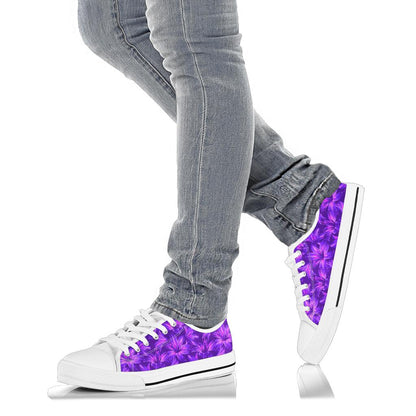 Amaryllis Pattern Print Design AL03 White Bottom Low Top Shoes