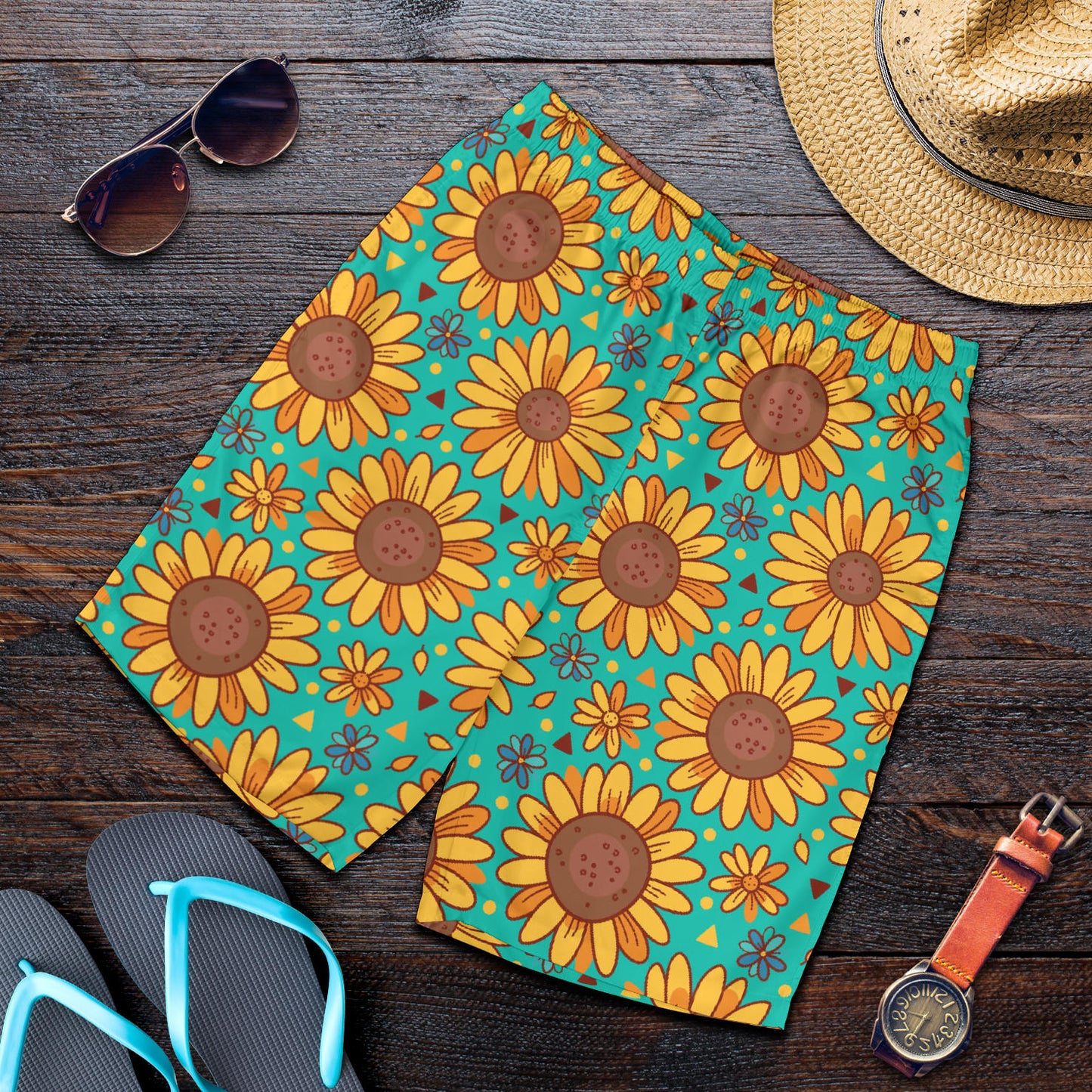 Sunflower Pattern Print Design SF013 Mens Shorts