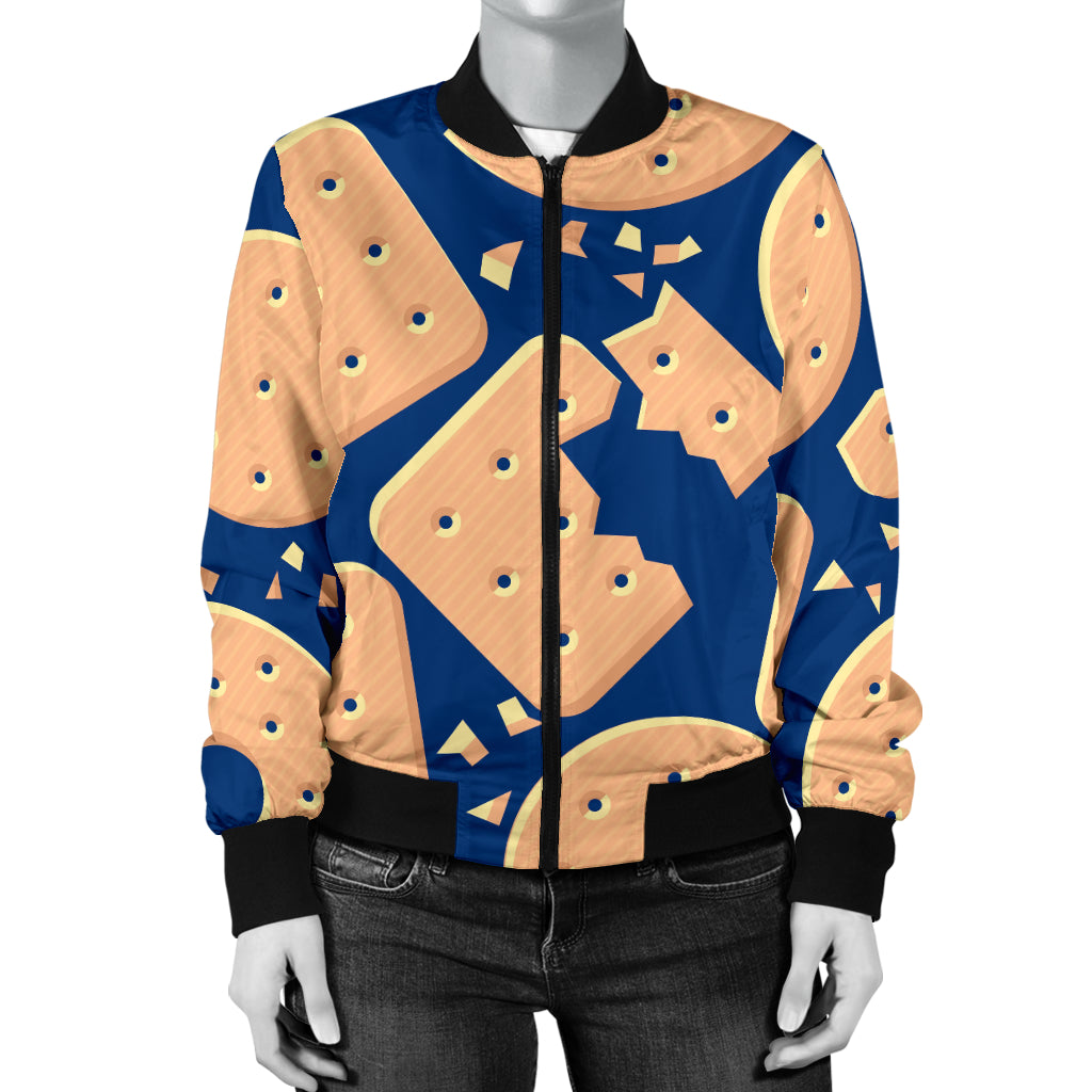Cracker Pattern Print Design 03 Women's Bomber Jacket