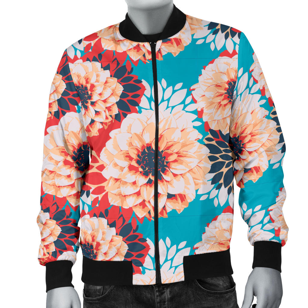Dahlia Pattern Print Design DH05 Men Bomber Jacket