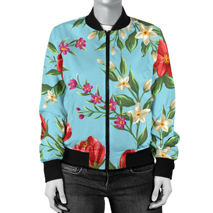 Summer Floral Pattern Print Design SF011 Women Bomber Jacket