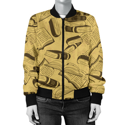 Book Pattern Print Design 02 Women's Bomber Jacket