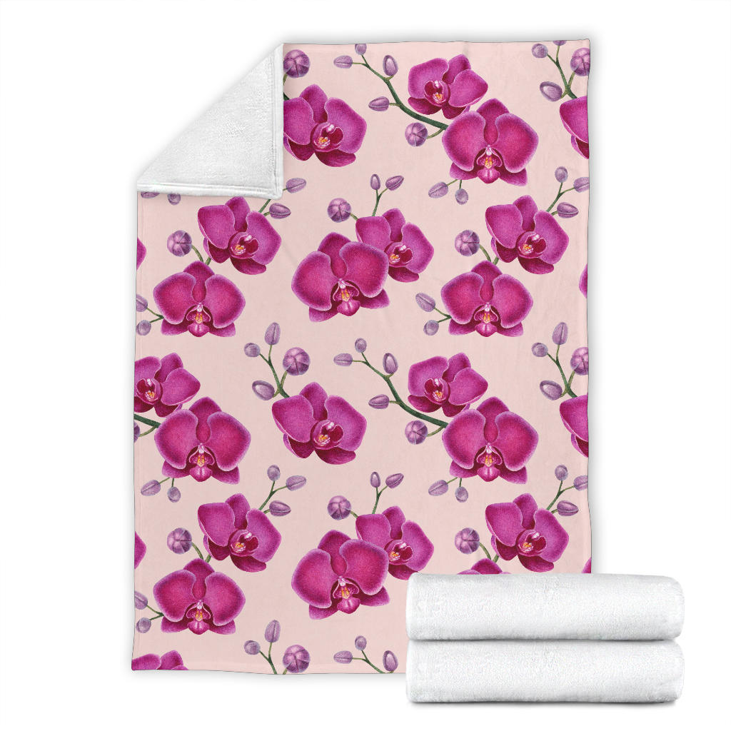 Orchid Purple Pattern Print Design OR04 Fleece Blanket