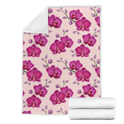 Orchid Purple Pattern Print Design OR04 Fleece Blanket