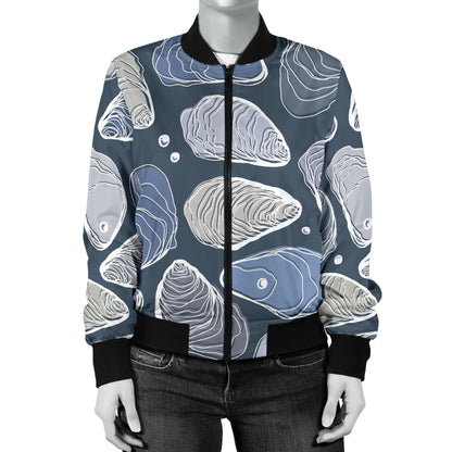 Oyster Pattern Print Design 02 Women's Bomber Jacket