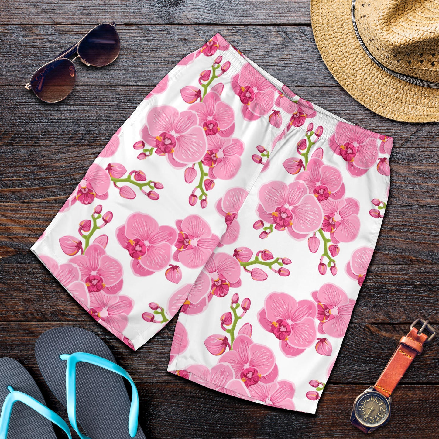 Orchid Pink Pattern Print Design OR07 Mens Shorts